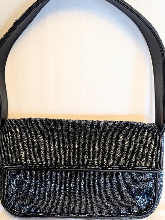 STAUD Handbags - STAUD Tommy Beaded Bag Navy Sparkle